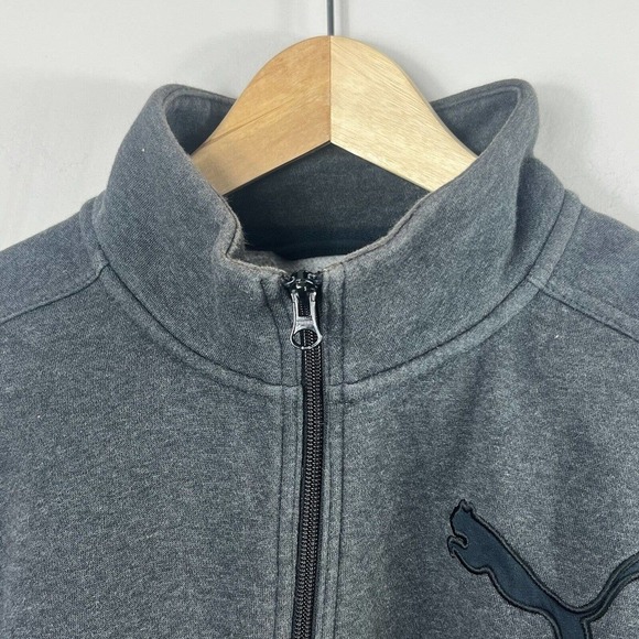 Puma Dark Gray Zip Up Fleece Jacket Size M Mock Neck Track Jacket - Picture 4 of 11